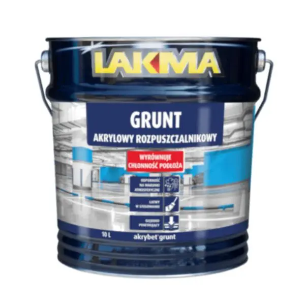 LAKMA – Grunt akrylowy 10L do posadzki wyrównujący rozpuszczalnikowy AKRYBET LAKMA – Grunt akrylowy 10L do posadzki wyrównujący rozpuszczalnikowy AKRYBET