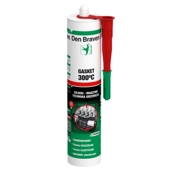 Silikon uszczelniacz wysokotemperaturowy Gasket Sealant 300 czerwony 300 ml DEN BRAVEN