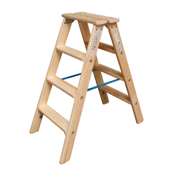 Drabina drewniana 2x4 stopnie ze stopkami LDA04 Drabina drewniana 2x4 stopnie ze stopkami LDA04