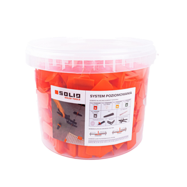 SOLID System poziomowania płytek Klipsy 1mm 440szt wiaderko SOLID System poziomowania płytek Klipsy 1mm 440szt wiaderko