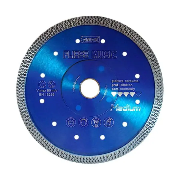 Tarcza diamentowa do cięcia płytek gresu glazury 200x1,2x25,4/22,2 mm Fliese Music ADIAM