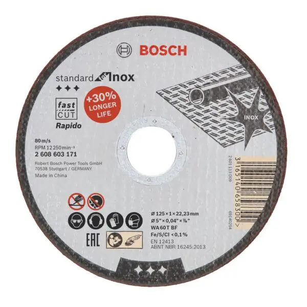 Tarcza do cięcia metalu stali 125x1,0 mm RAPIDO INOX BOSCH