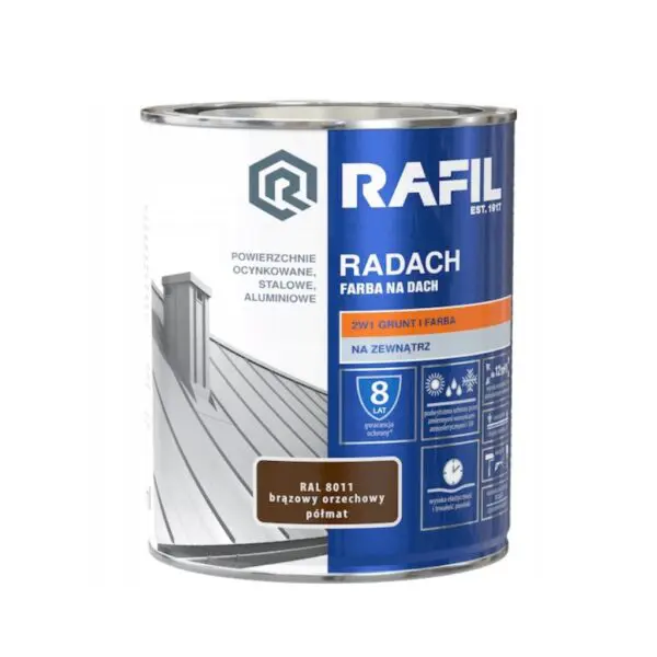 Farba na dach brązowy orzechowy RAL8011  0,75L RAFIL RADACH