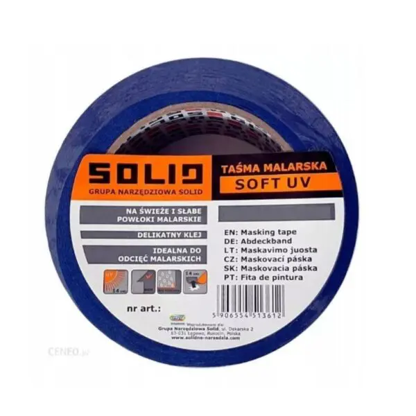 Taśma malarska UV SOFT 25mmx50m SOLID