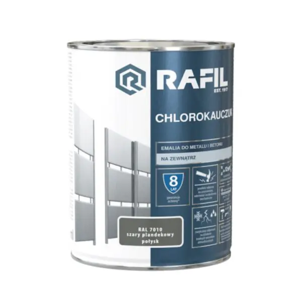 Chlorokauczuk do metalu i betonu szary plandekowy RAL7010 0,9L RAFIL