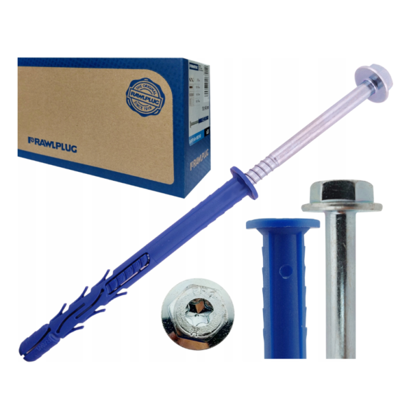 Kołek ramowy uniwersalny FF1 z kołnierzem 10x100 mm z wkrętem RAWLPLUG