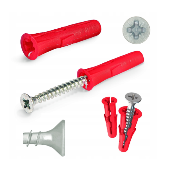 Kołki uniwersalne rozporowe 6x28mm z wkrętem z łbem stożkowym 4,5x30mm RAWLPLUG