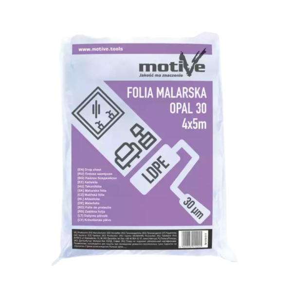 Plandeka malarska budowlana 4x5m 30 mikr. MOTIVE