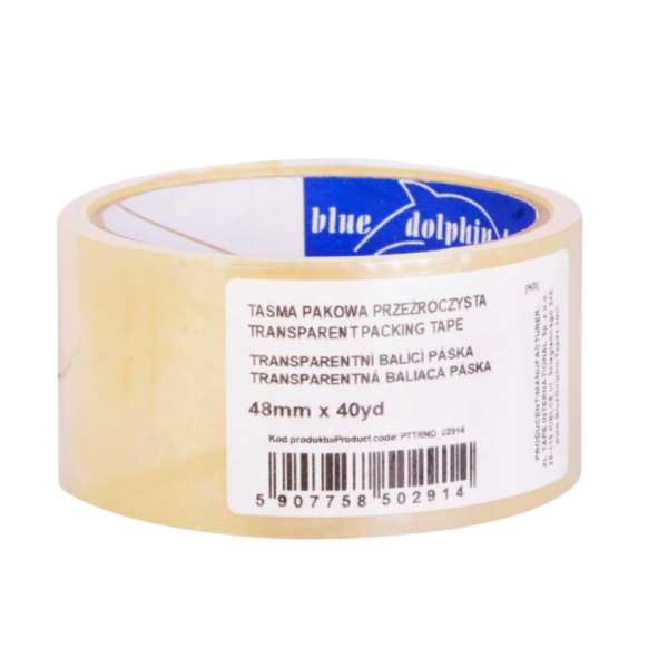 BLUE DOLPHIN Taśma pakowa przezroczysta 48mm x 40y2 BLUE DOLPHIN Taśma pakowa przezroczysta 48mm x 40y2