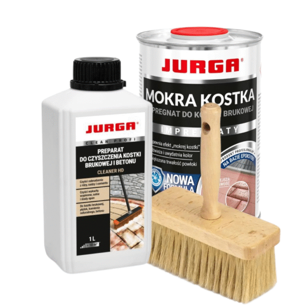 Zestaw Preparat do czyszczenia kostki CLEANER HD + Impregnat Mokra Kostka + Pędzel Ławkowiec 130mm