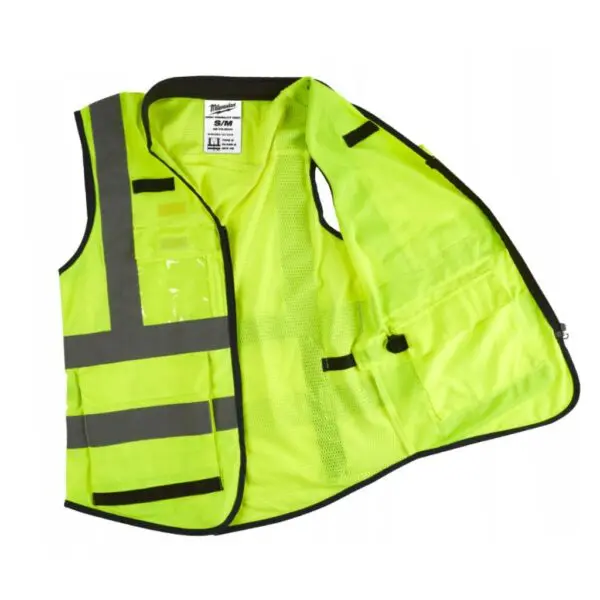 Kamizelka odblaskowa żółta L XL Premium z 15 kieszeniami Milwaukee 2 Kamizelka odblaskowa żółta L XL Premium z 15 kieszeniami Milwaukee 2
