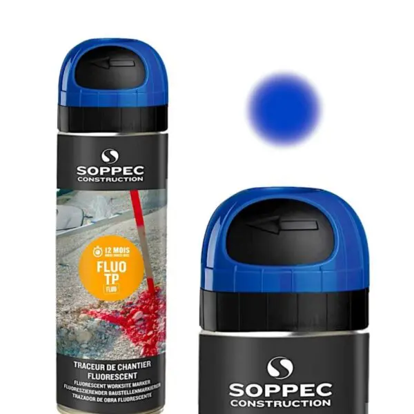 Farba geodezyjna budowlana fluoroscencyjna w sprayu niebieska 500ml SOPPEC FLUO TP