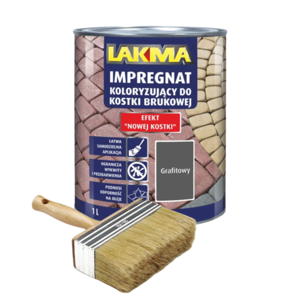 Impregnat koloryzujący grafit do kostki brukowej SILBRUK LAKMA 1L + Pędzel 90mm