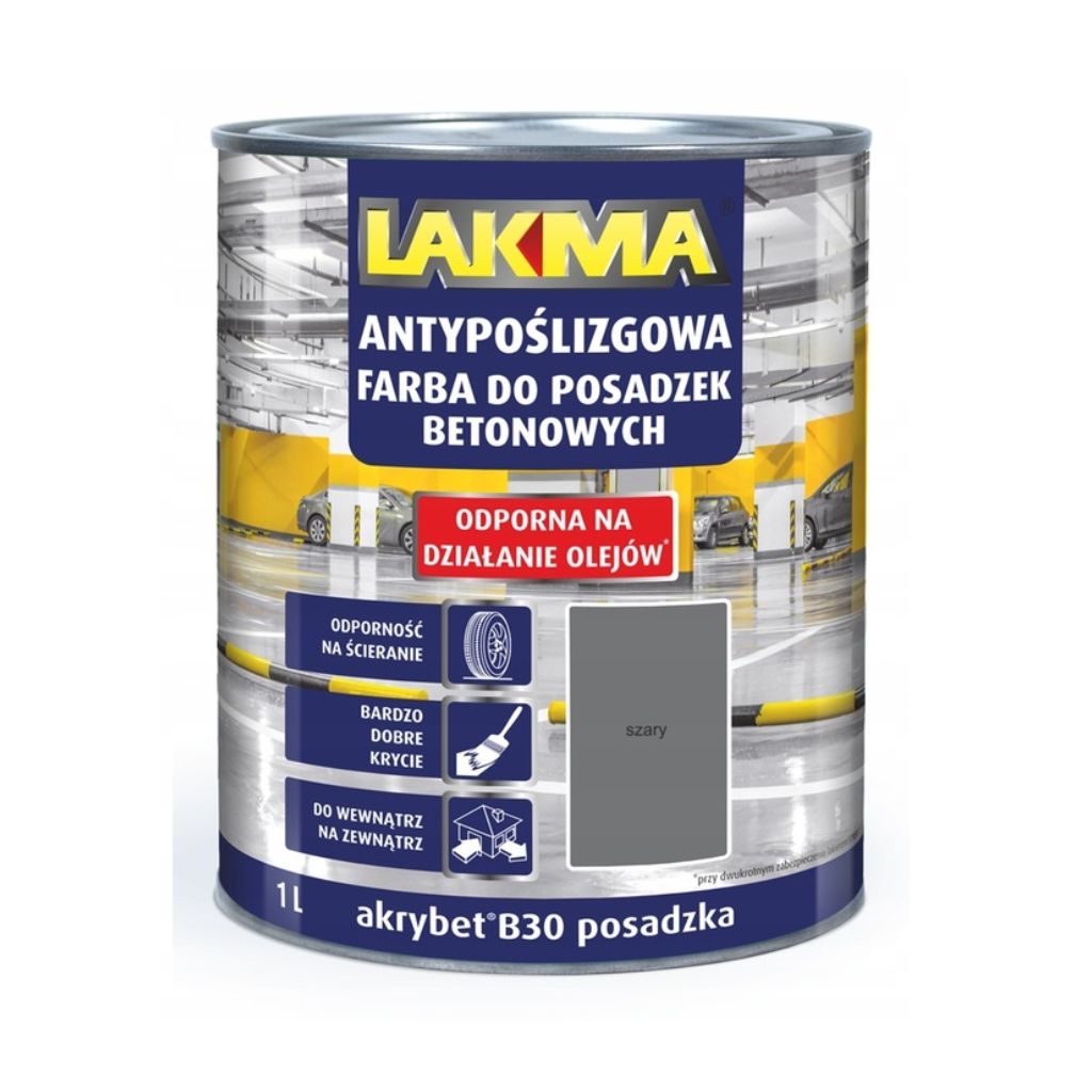 LAKMA – Farba do posadzek 1l szary antypoślizgowa AKRYBET B30