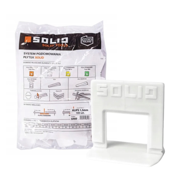 System poziomowania płytek Klipsy 1,5mm 100szt SOLID