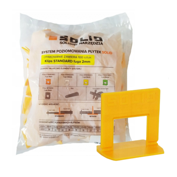 System poziomowania płytek Klipsy 2mm 100szt SOLID