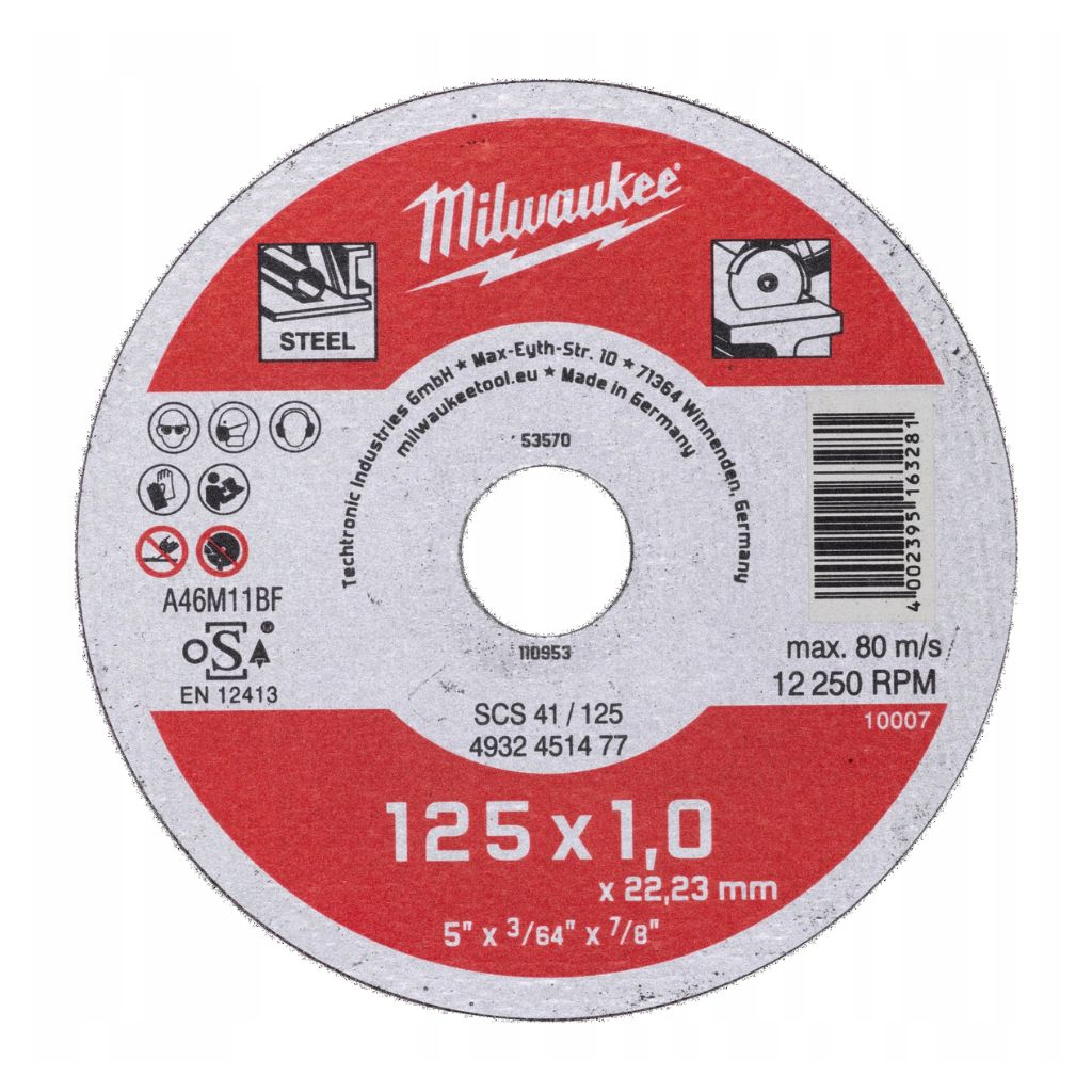 MILWAUKEE Tarcza do cięcia metalu 125x22,2 mm CONTRACTOR