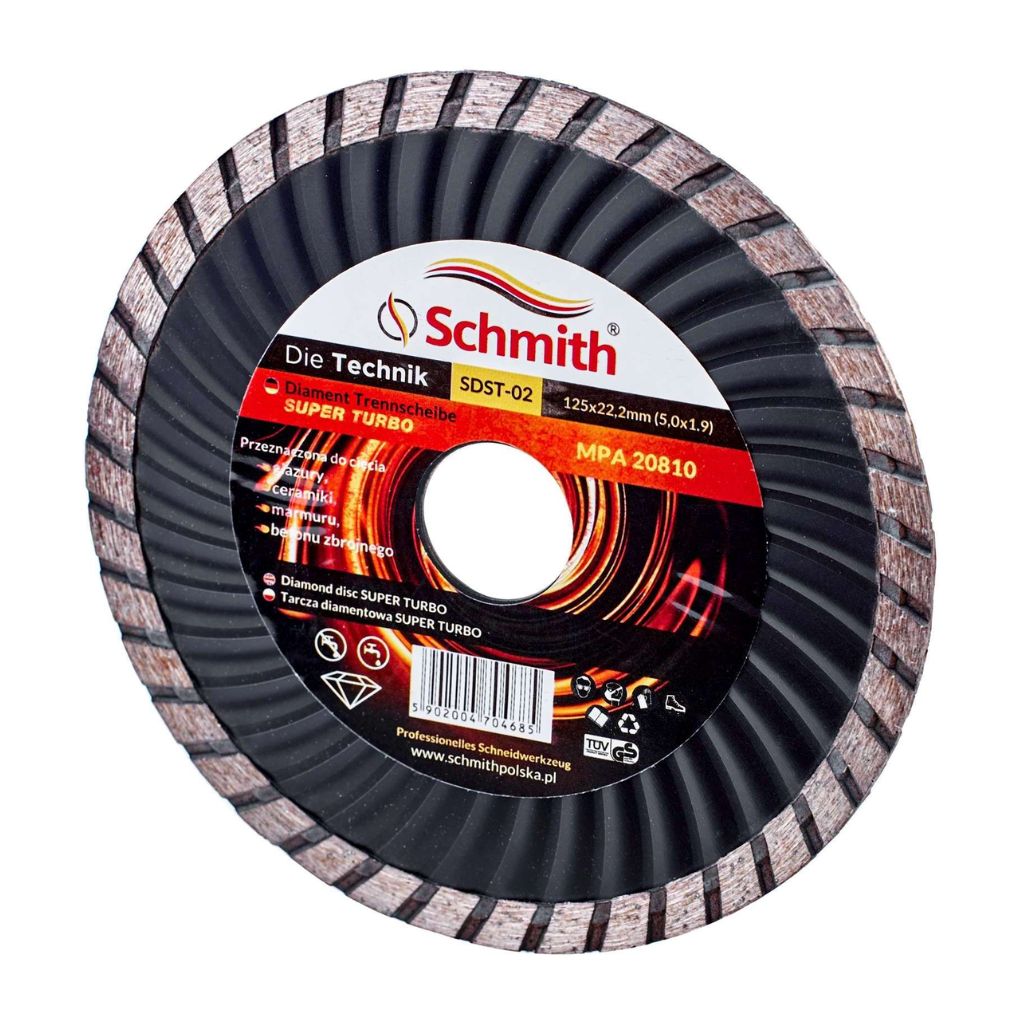 SCHMITH Tarcza diamentowa super turbo do płytek gresu glazury betonu 125x1,9x22,2