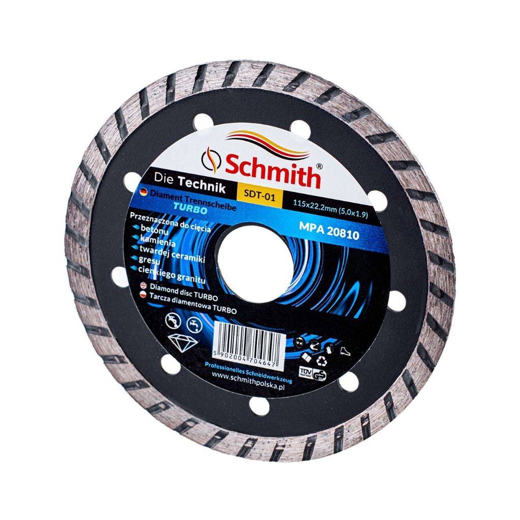 SCHMITH Tarcza diamentowa turbo do płytek gresu glazury betonu 115x1,9x 22,2