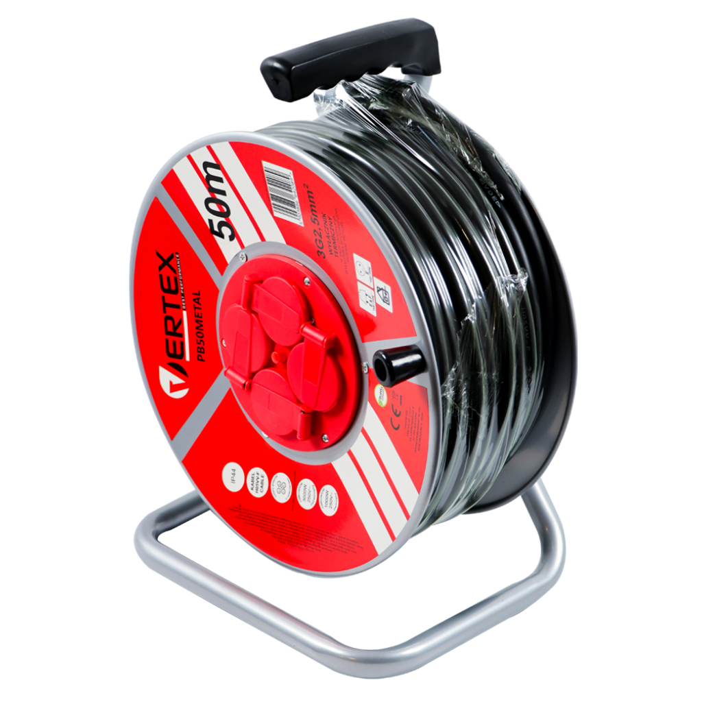 Przedłużacz bębnowy 50m 3x2,5mm ogrodowy VERTEX