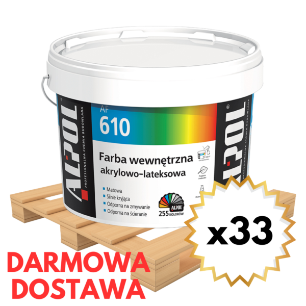 Paleta 33 szt Farba wewnętrzna akrylowo-lateksowa biała 10 L