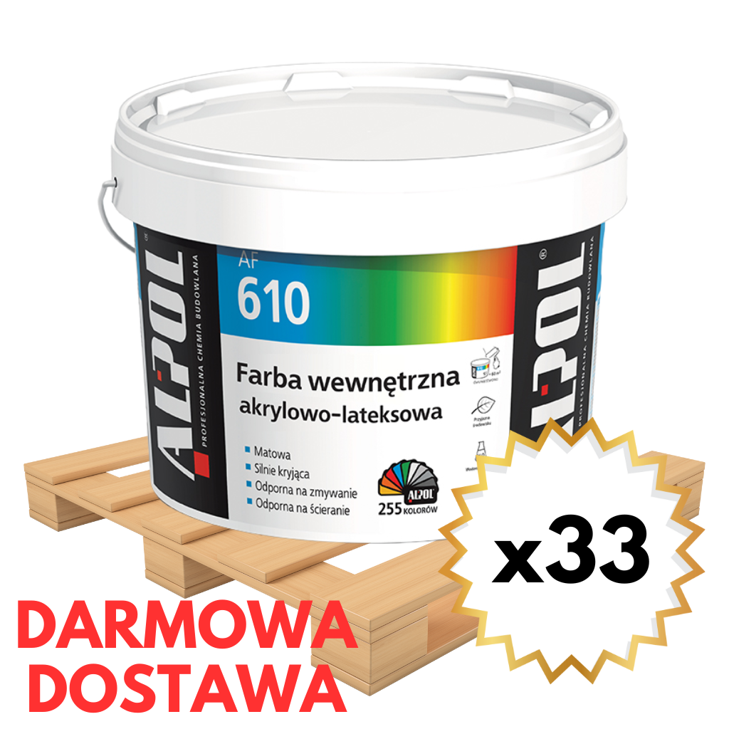 ALPOL Farba wewnętrzna akrylowo-lateksowa 10 L AF610 paletaV2