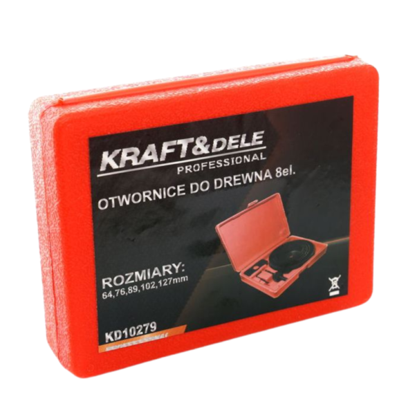 Otwornice do drewna 8 el. 64-127mm walizka zestaw KD10279