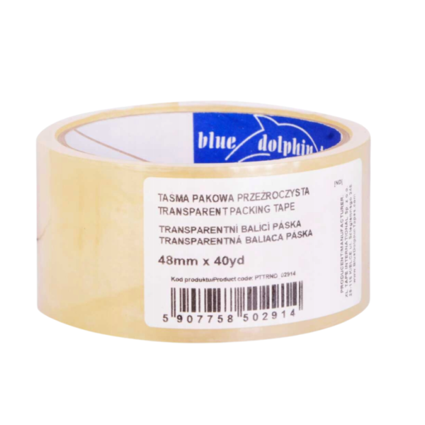 Taśma pakowa przezroczysta transparentna 48mm x 40yd BLUE DOLPHIN