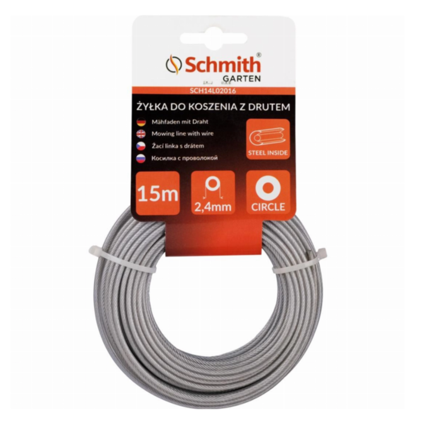 Żyłka do kosy podkaszarki z drutem 2,4mm 15m SCHMITH