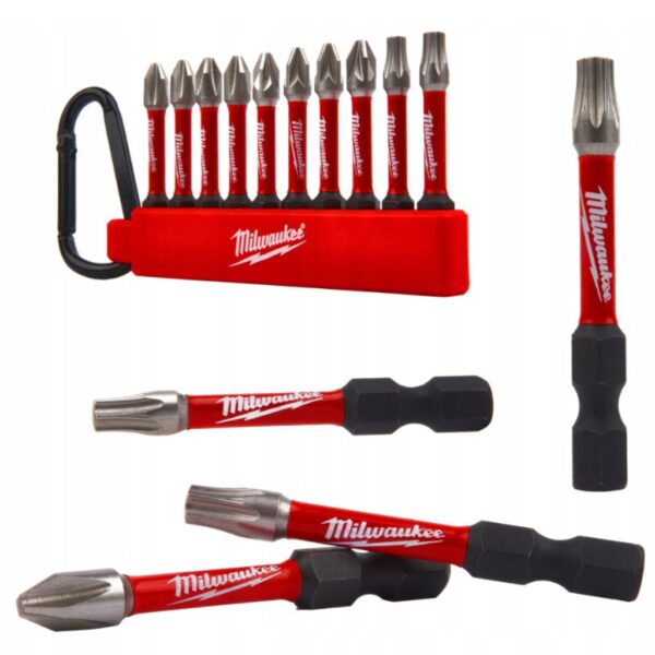 Zestaw bitów udarowych Shockwave + karabińczyk MILWAUKEE 2