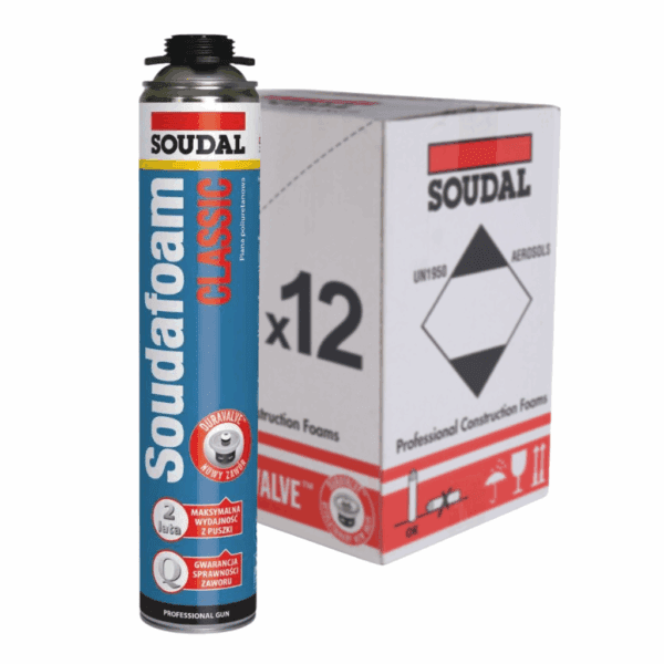 Piana montażowa Soudafoam Classic 750 ml niskoprężna pianka pistoletowa SOUDAL KARTON2