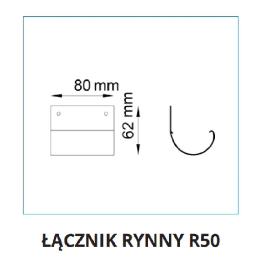 Łącznik aluminiowy rynny 50mm R50 grafit 7024 RENOPLAST