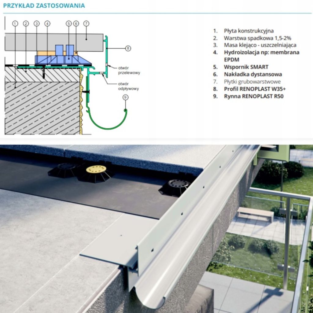 Narożnik zewnętrzny aluminiowy rynny R50 grafit 7024 RENOPLAST