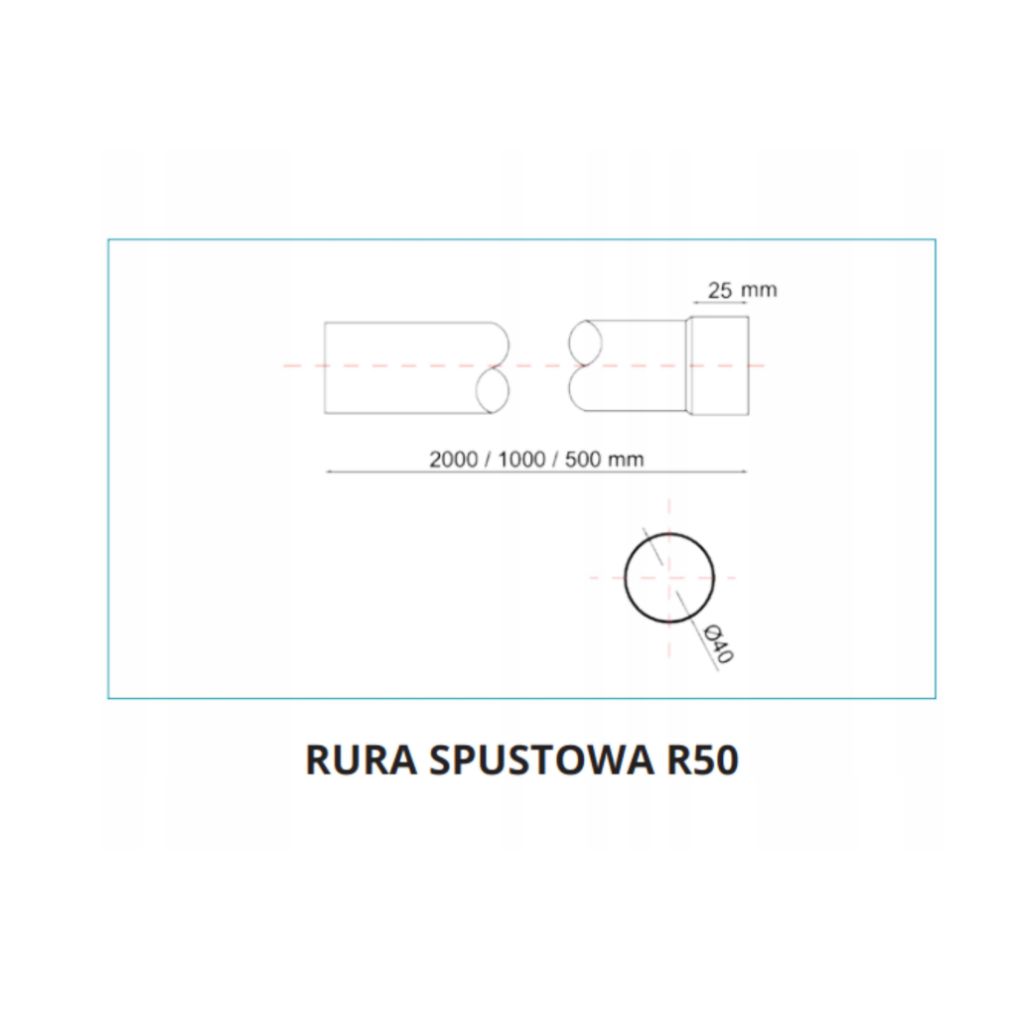 Rura spustowa R50 FI40 2m grafit 7024 RENOPLAST
