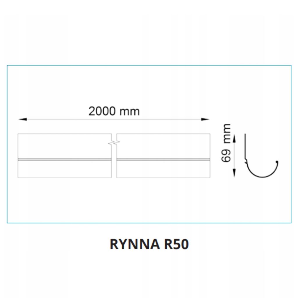 Rynna aluminiowa R50 2m grafit 7024 RENOPLAST