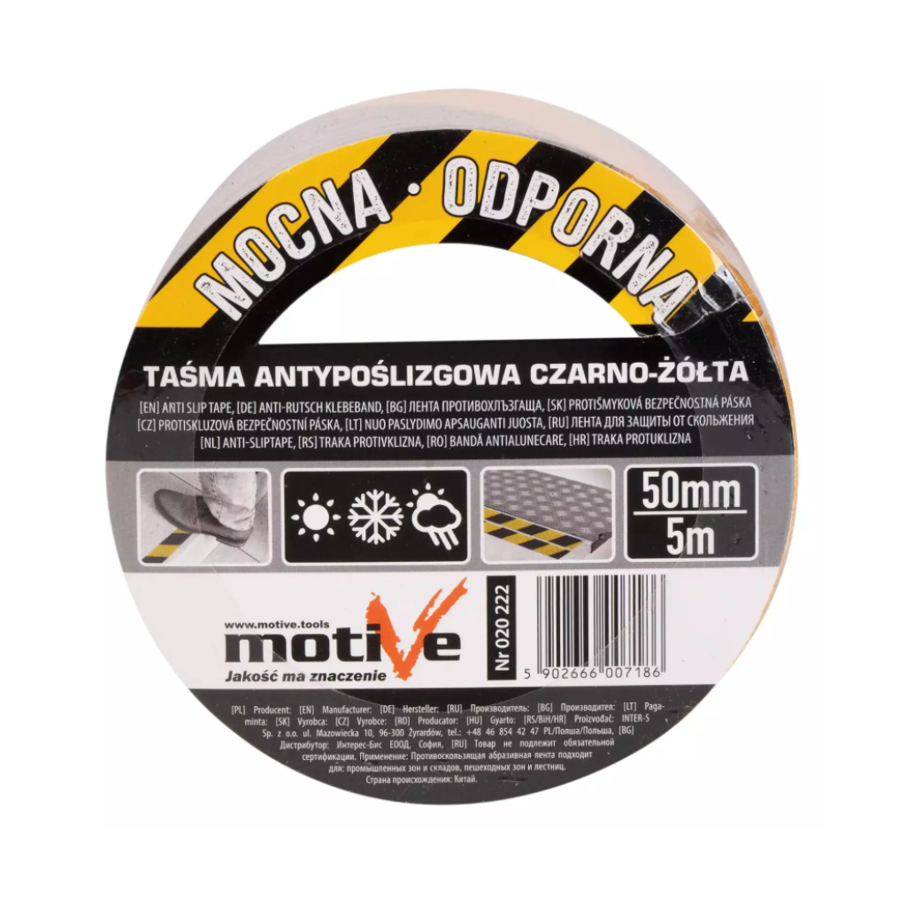 TAŚMA ANTYPOŚLIZGOWA ŻÓŁTO-CZARNA 50mm x 5m MOTIVE - 1