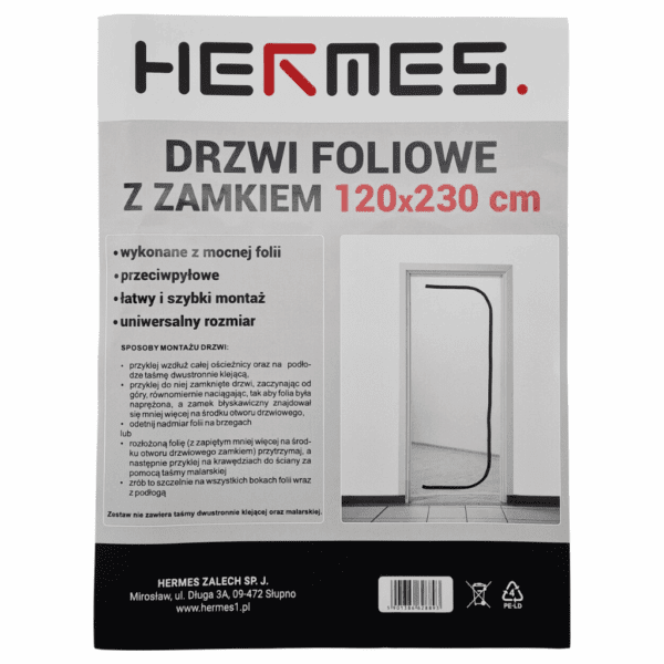 Kurtyna przeciwpyłowa 120x230cm drzwi foliowe z zamkiem HERMES