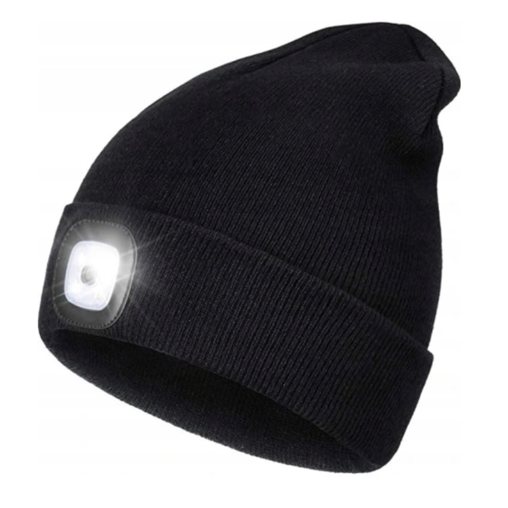 Czapka ochronna zimowa ocieplana polarem LED z latarką 6