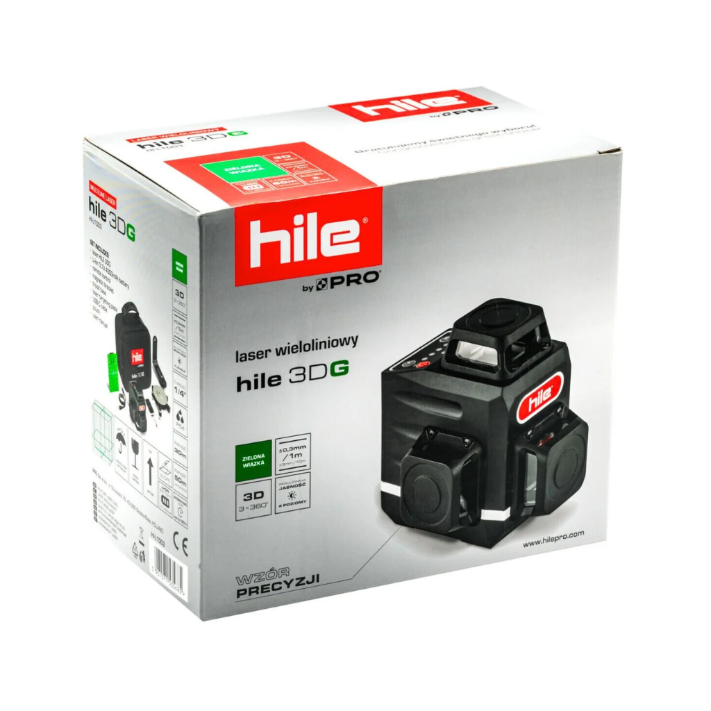 Laser wieloliniowy samopoziomujący zielona wiązka HILE 3DG