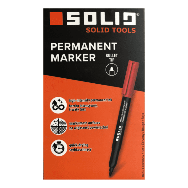 Marker budowlany szybkoschnący cienki czerwony SOLID