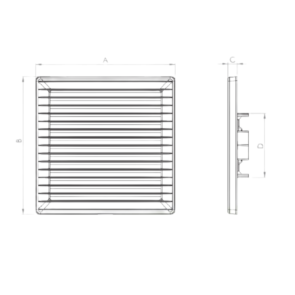 Kratka wentylacyjna 170 x 170mm regulowany tył fi80-150mm biała
