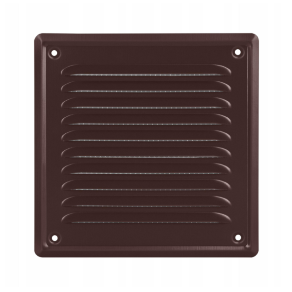 Kratka wentylacyjna metalowa z siatką  140x140mm brąz airRoxy