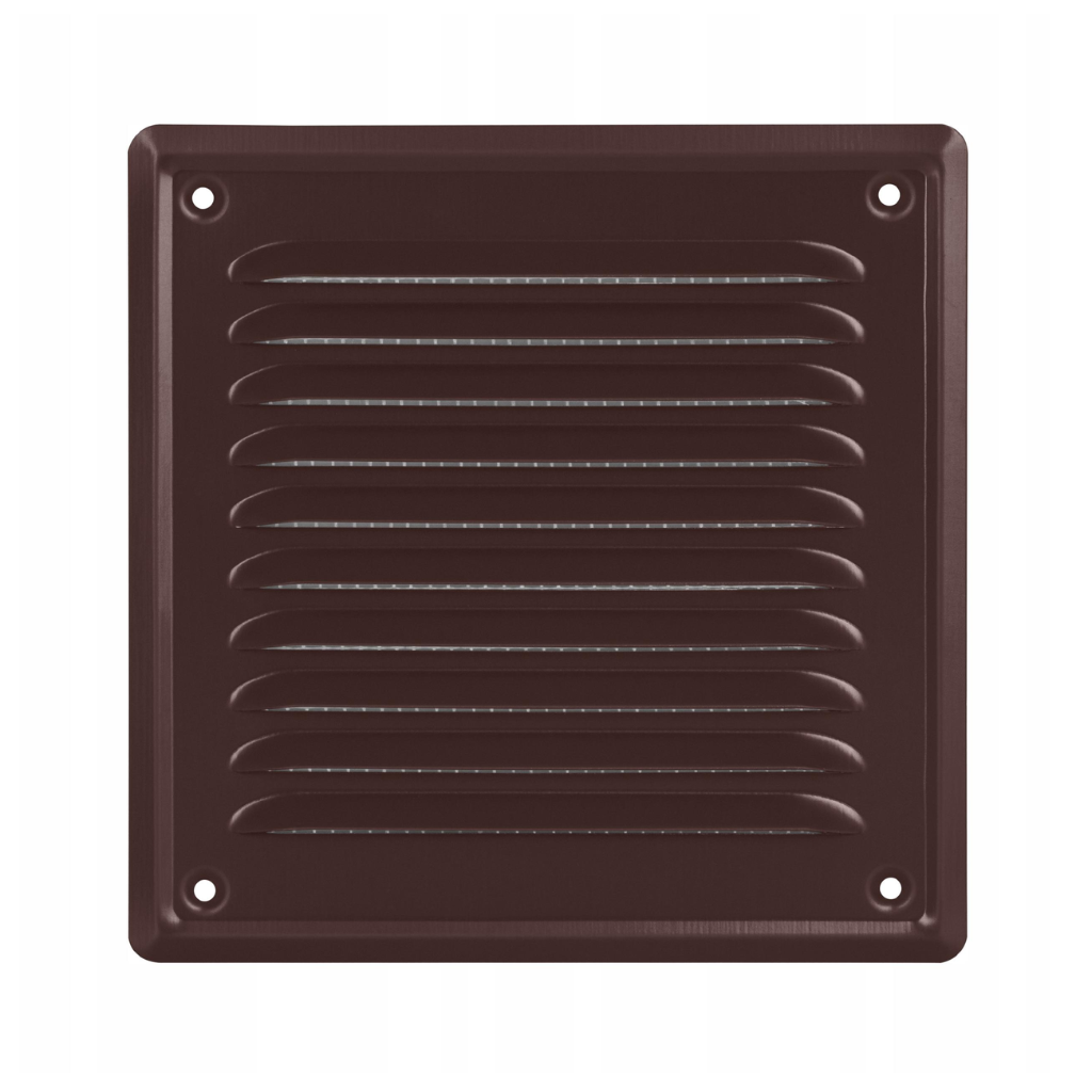 Kratka wentylacyjna metalowa z siatką  140x140mm brąz airRoxy