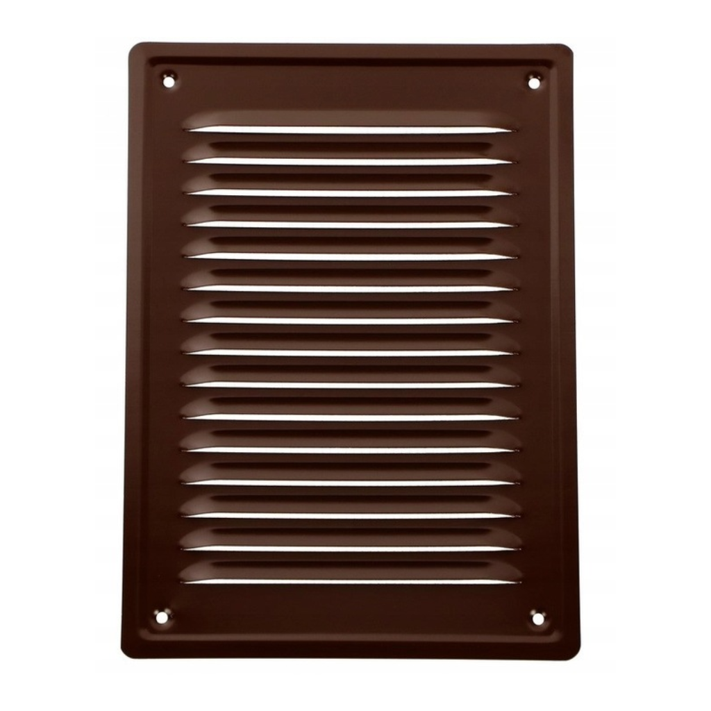 Kratka wentylacyjna metalowa z siatką  140x210mm brązowa airRoxy
