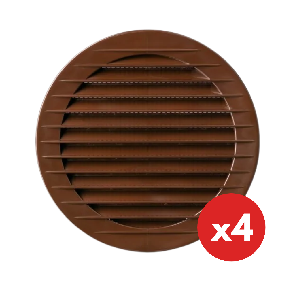 Kratka wentylacyjna okrągła z siatką fi 60 brąz 4szt