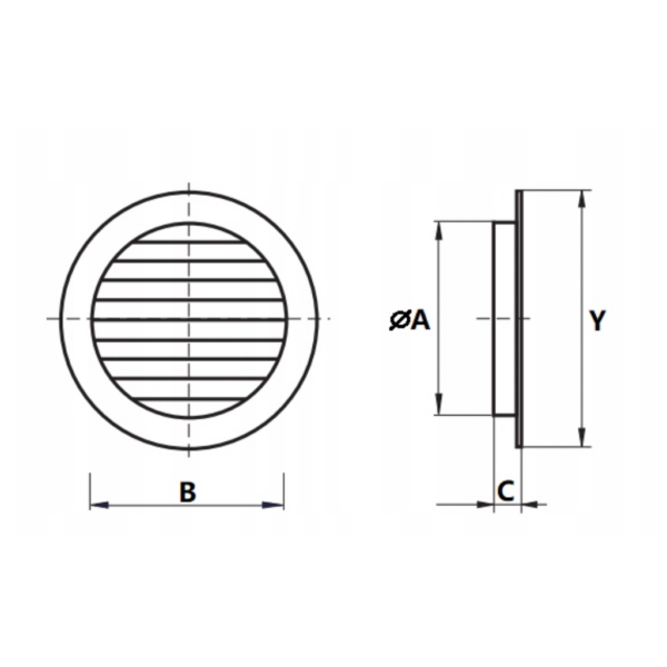 Kratka wentylacyjna okrągła z siatką fi 60 tech
