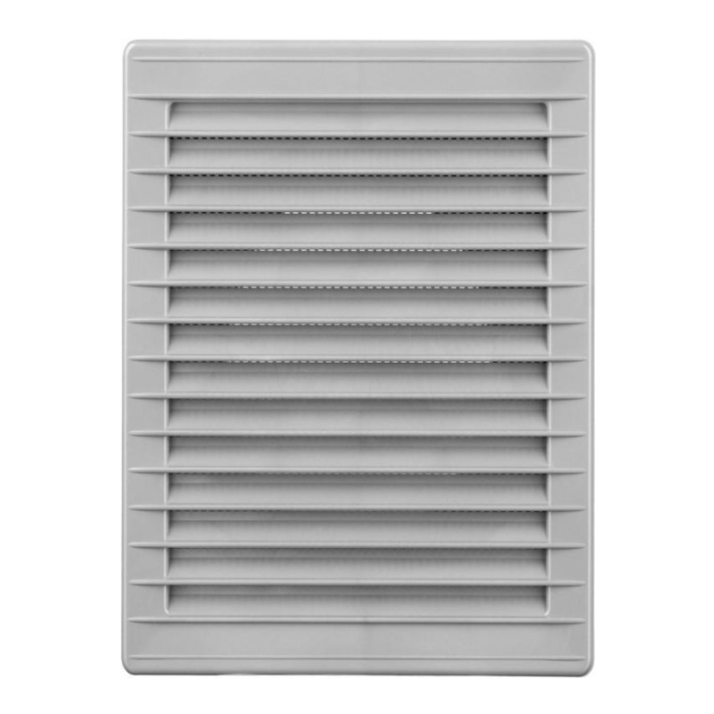 Kratka wentylacyjna ramka 140x210 z siatką szara
