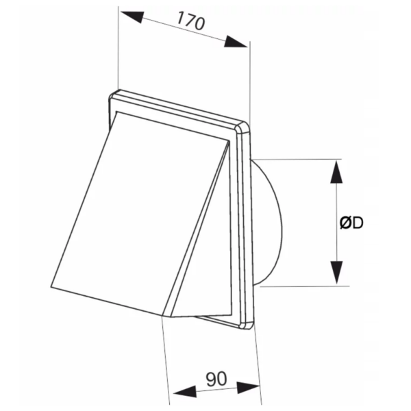 Kratka wentylacyjna z okapem regulowana techn