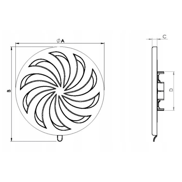 Kratka wentylacyjna zamykana okrągła uniwersalna 2