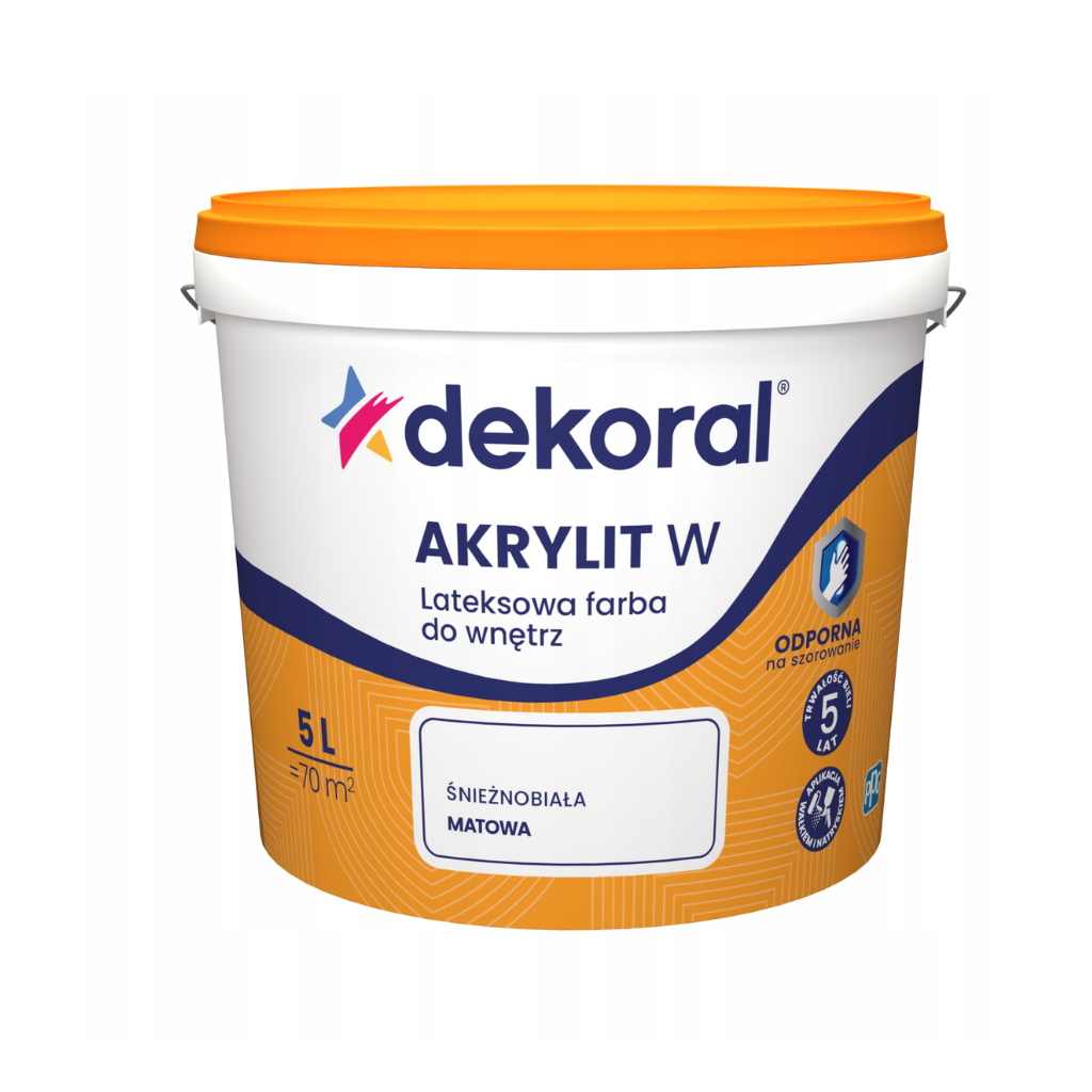 Farba lateksowa biała AKRYLIT W 5L DEKORAL